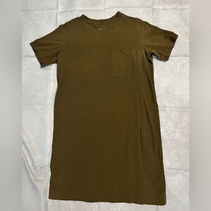 Everlane Organic Cotton dark green shirt dress